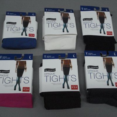 NWT Women's 6 No Nonsense Silky Opaque Sheer To Waist Tights Small Multi #761D
